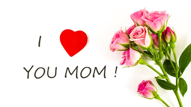 I love you mom with rose flower