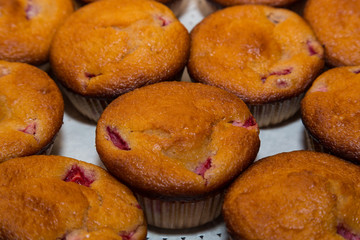 Muffin with strawberries