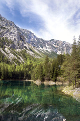 Fototapeta na wymiar Green lake in Tragoess,Styria ,Austria