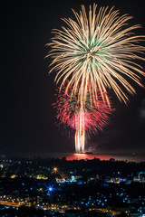 Colorful firework in the city