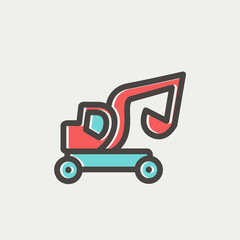 Excavator truck thin line icon