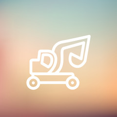 Excavator truck thin line icon