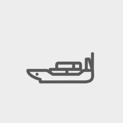Cargo ship with container thin line icon