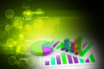 pie chart and business graph with chart