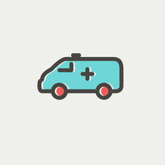 Ambulance car thin line icon