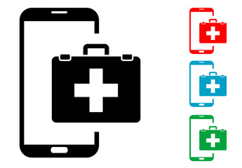 Obraz premium Pictograma botiquin smartphone con varios colores