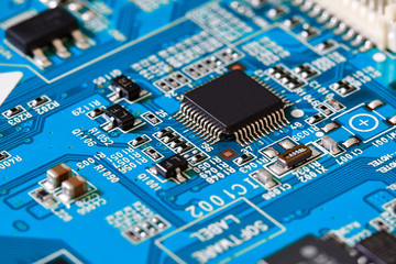 Obraz premium Electronic circuit board close up.