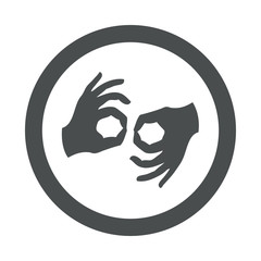 Icono redondo lenguaje signos gris
