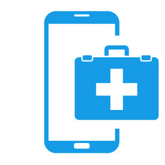 Obraz premium Icono smartphone botiquin azul