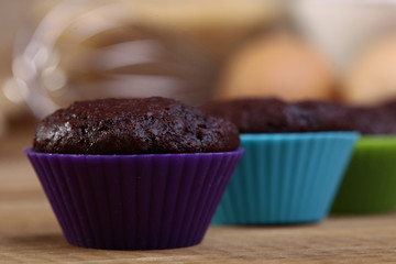 Chocolate cupcakes on the table