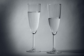 Two glasses of water.