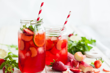 strawberry,lime and rhubarb lemonade