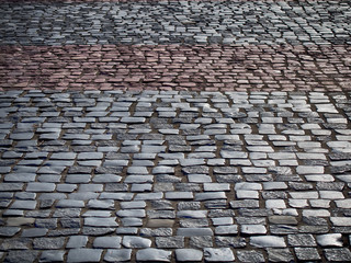 Cobblestone pavement.
