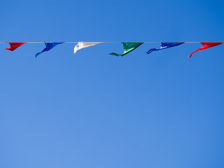 Buntings against the blue sky
