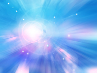 Sun on blue sky with lenses flare