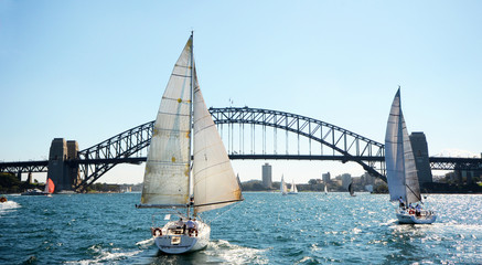 Sydney Harbor Bridge with Sailboats, Australia
