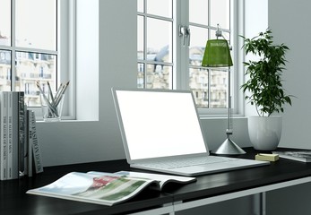 Fototapeta na wymiar Schreibtisch mit Laptop