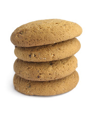 Fototapeta na wymiar Oatmeal cookies on white background