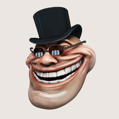 Laughing internet troll 3d illustration isolated. - obrazy, fototapety, plakaty