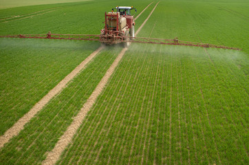 Fototapeta premium Aerial view of the tractor