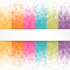 Abstract pixel background with white banner