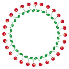 Round vector frame with cherry berries