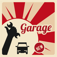 garage illustration over color backround