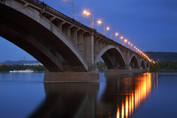 Fototapeta na wymiar Communal bridge in Krasnoyarsk. Russia