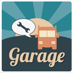 garage illustration over color backround