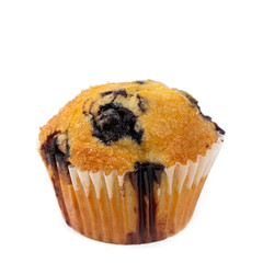 Blueberry muffins on White Background. Macro. Selective focus.