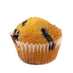Blueberry muffins on White Background. Macro. Selective focus.