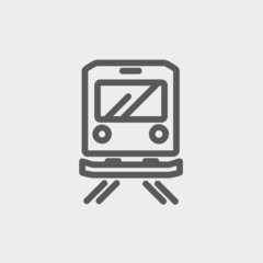 Back view of the train thin line icon