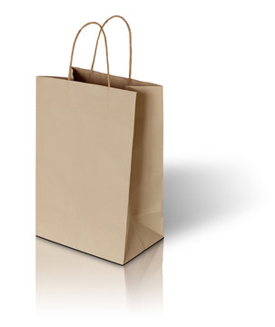 brown paper bag on white background