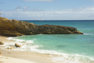 Fototapeta na wymiar Cupecoy is a succession of small beaches, St. Martin, Caribbean