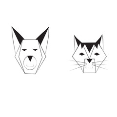 geometric animals
describe geometric dog and cat