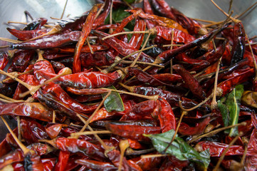 Chili spice spicy red dry cooked ingredients preparation concept