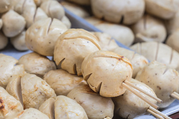 Close up big meat ball in market