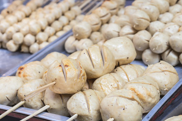 Close up big meat ball in market