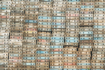 Stack of metal platform use for scaffolding