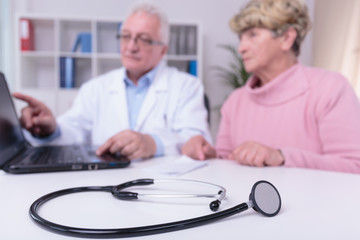 Stethoscope on doctor's desk