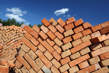 clay bricks stacked.
