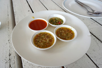 Thai dipping sauce in small bowl