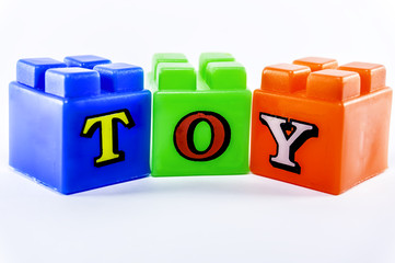 blocks plastic building blocks on white background.
