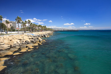 promenade in Limassol. Overlooking the Mediterranean Sea