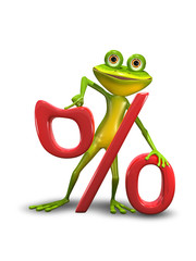 Naklejka premium Frog and the Percent Sign