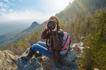 Mountain female photographer