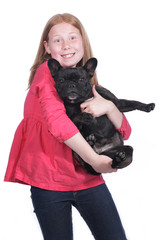 Obraz premium Hübsches Mädchen mit Hund isoliert