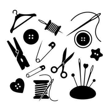 Sewing icon set vector