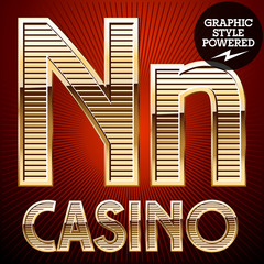 Vector set of elite rich gold alphabet. Letter N