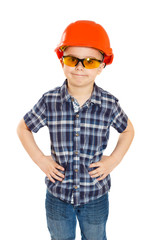 boy in the construction helmet